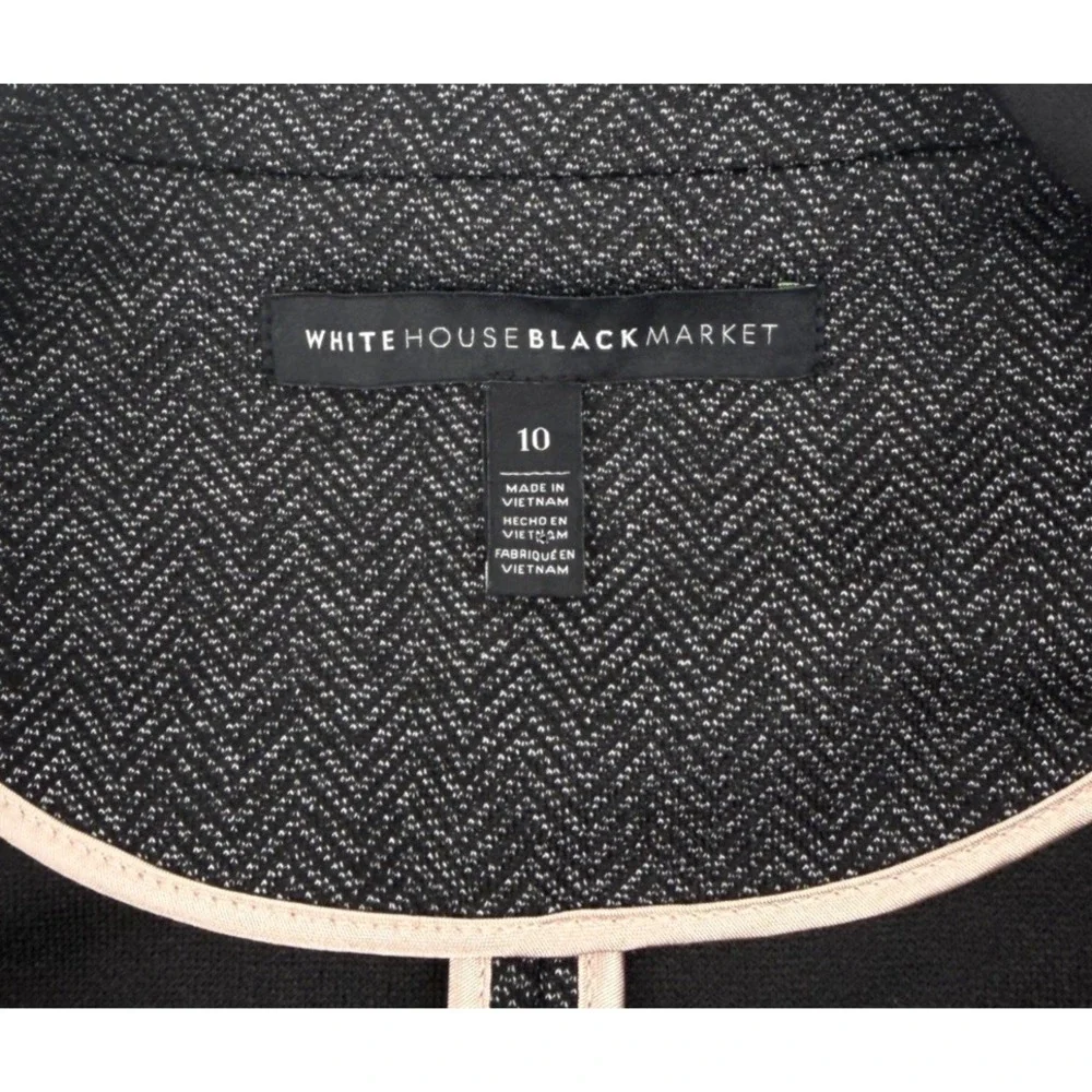 White House Black Market Gray Black Tweed Suit Blazer Jacket Career Women 10 EUC
